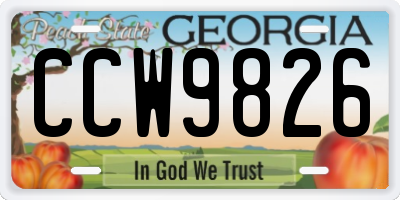 GA license plate CCW9826