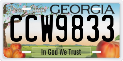 GA license plate CCW9833