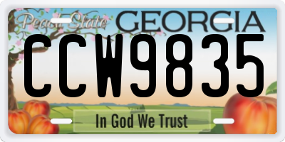 GA license plate CCW9835