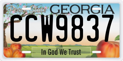 GA license plate CCW9837
