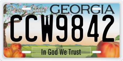 GA license plate CCW9842