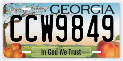 GA license plate CCW9849