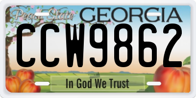 GA license plate CCW9862