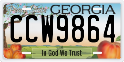 GA license plate CCW9864