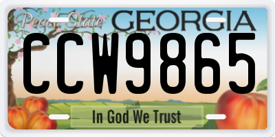 GA license plate CCW9865
