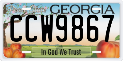 GA license plate CCW9867
