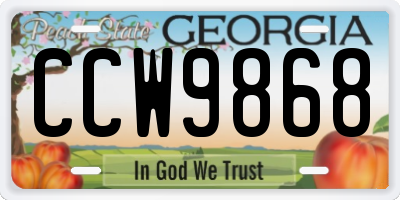GA license plate CCW9868