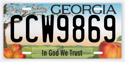 GA license plate CCW9869