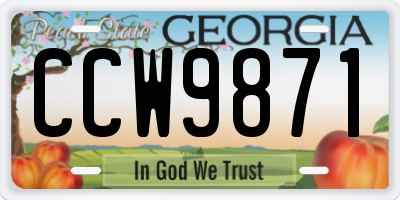 GA license plate CCW9871