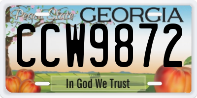 GA license plate CCW9872