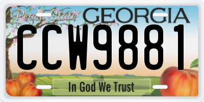 GA license plate CCW9881