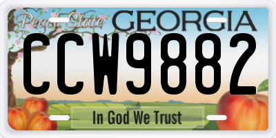 GA license plate CCW9882