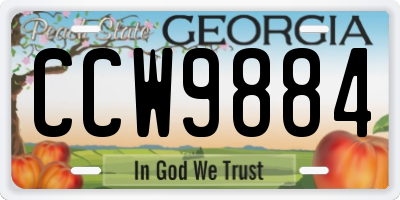 GA license plate CCW9884