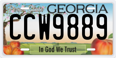 GA license plate CCW9889