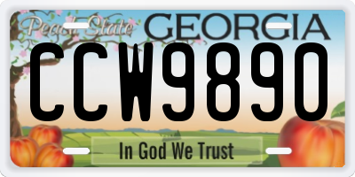 GA license plate CCW9890