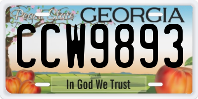 GA license plate CCW9893