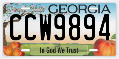 GA license plate CCW9894