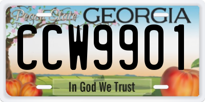 GA license plate CCW9901