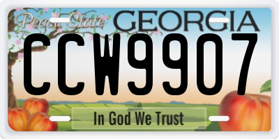 GA license plate CCW9907
