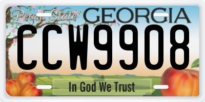 GA license plate CCW9908