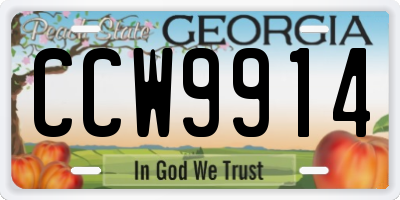 GA license plate CCW9914