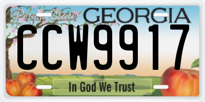 GA license plate CCW9917