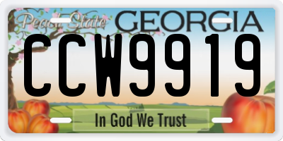 GA license plate CCW9919