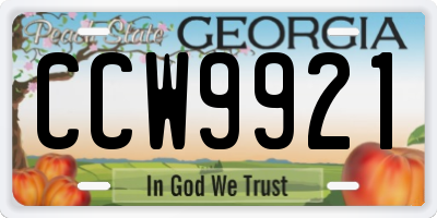 GA license plate CCW9921