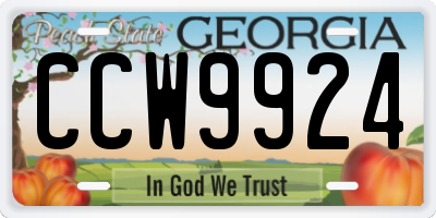 GA license plate CCW9924
