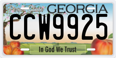 GA license plate CCW9925