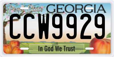 GA license plate CCW9929