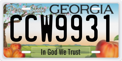 GA license plate CCW9931