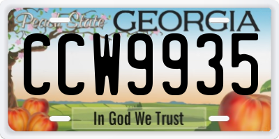 GA license plate CCW9935