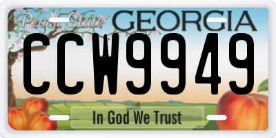 GA license plate CCW9949