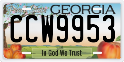 GA license plate CCW9953