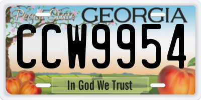 GA license plate CCW9954