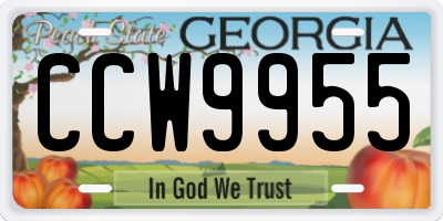 GA license plate CCW9955
