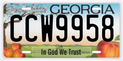 GA license plate CCW9958
