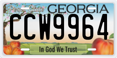 GA license plate CCW9964