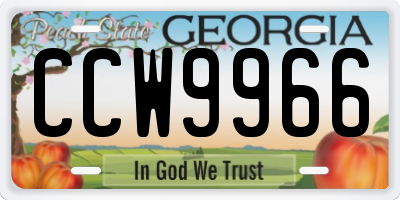 GA license plate CCW9966
