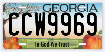 GA license plate CCW9969