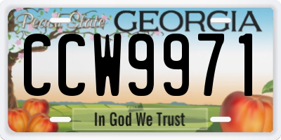 GA license plate CCW9971