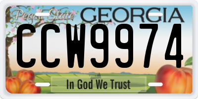 GA license plate CCW9974