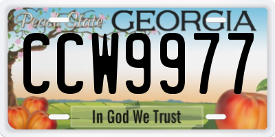 GA license plate CCW9977