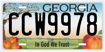 GA license plate CCW9978