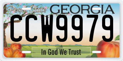 GA license plate CCW9979