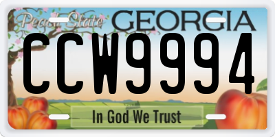 GA license plate CCW9994