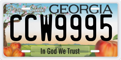 GA license plate CCW9995