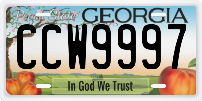 GA license plate CCW9997