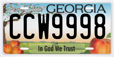 GA license plate CCW9998